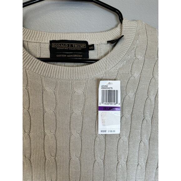 Donald J Trump Signature Collection Mens Sz XXL Cable Knit Vest Beige Mercerized - Picture 6 of 9